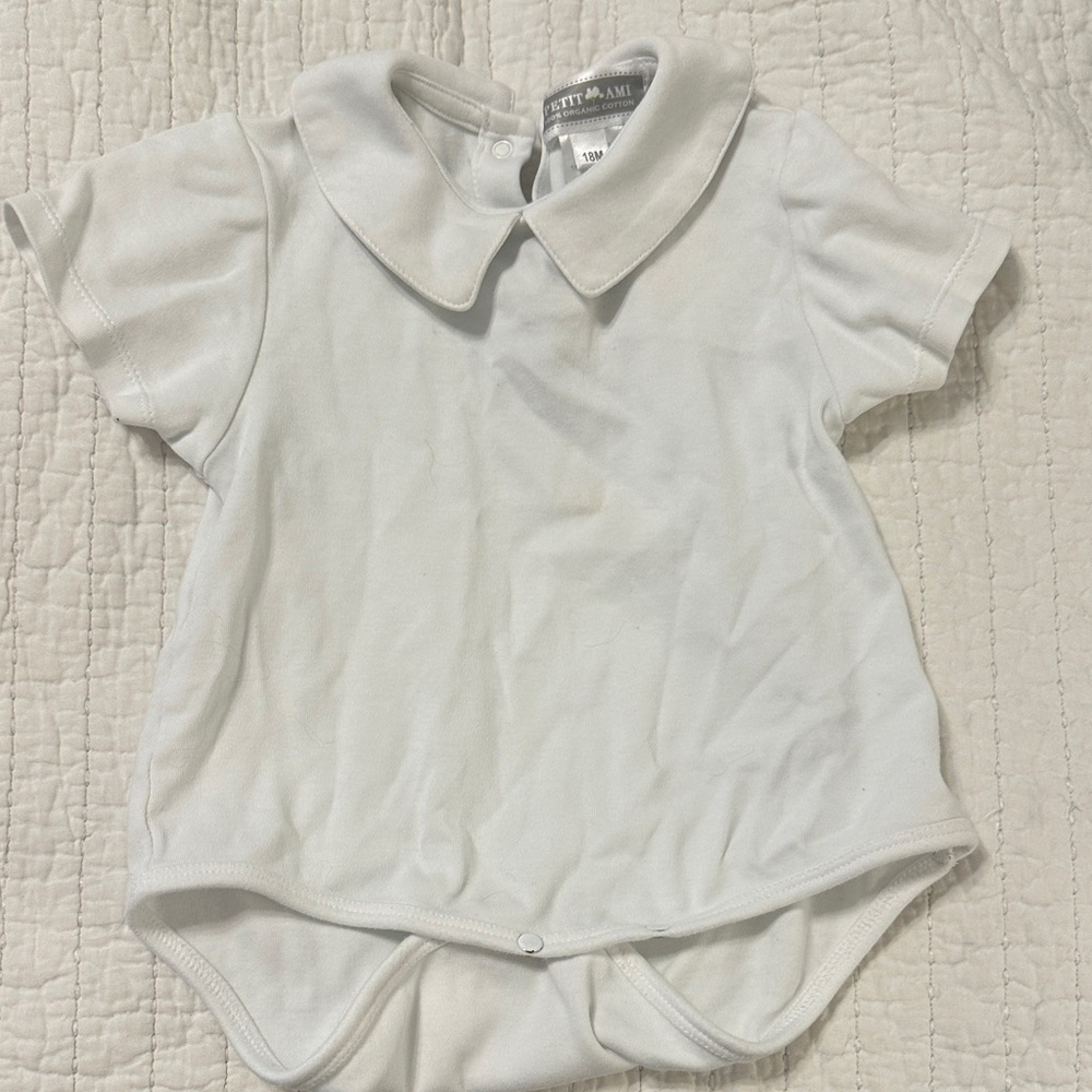 Petit Ami Cream Peter Pan Collar Baby Bodysuit